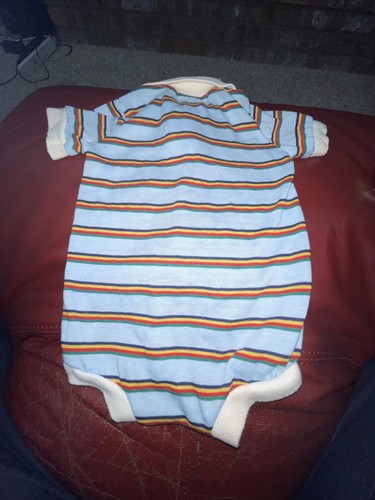 Vintage Oshkosh Collared Polo Romper One Piece 6-9 Months Stripes Baby Infant - Picture 8 of 9