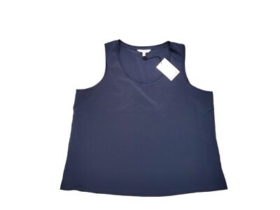 New BR Standard Tank Top Womens XXL Shirt Sleeveless Crew Neck Navy Light Cool