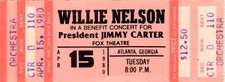 WILLIE NELSON 1980 PRESIDENT JIMMY CARTER FOX THEATRE ATLANTA TICKET / NM 2 MNT
