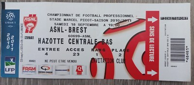 Match Ticket ASNL NANCY LORRAINE - BREST on 18 Sep 2010