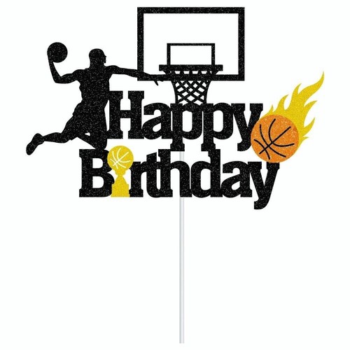 Basketball Theme Birthday Cake Topper | Kids Birthday Party Cake Decoration - Picture 2 of 3