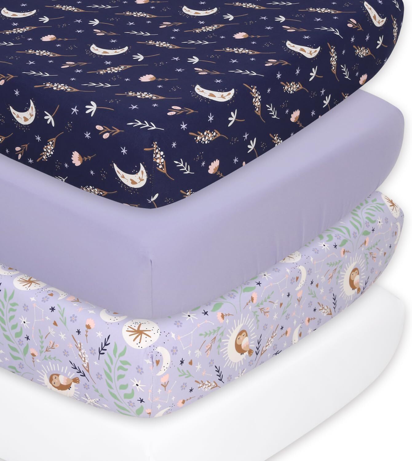 The Peanutshell Baby Girl Crib Sheets, Fitted Sheets for Crib, Purple