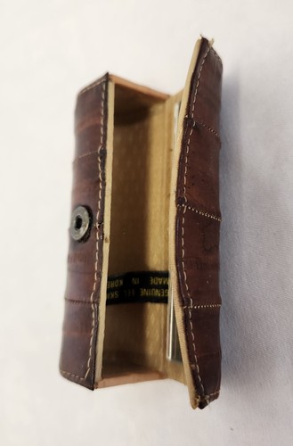 Custodia rossetto vintage pelle d'anguilla marrone con specchio made in Korea - Foto 5 di 6