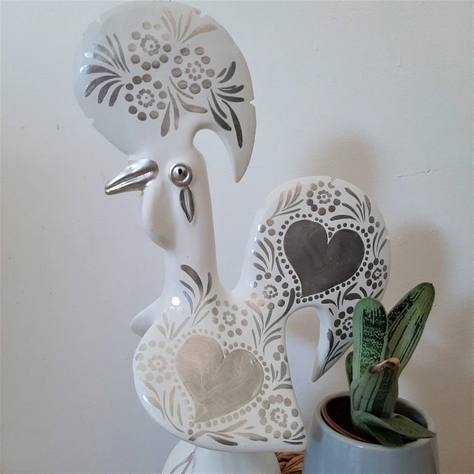 Gallo Portugués Blanco y Plata - 30cm Foto 2 de 4