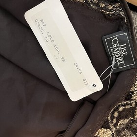 Lise Charmel France Robe Small S Brown Gold Lace Sheer Lingerie Deadstock VTG