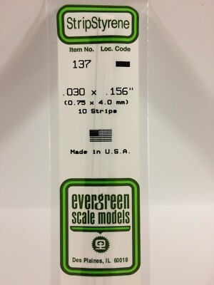 Evergreen EV0137 Polystyrol Leiste 0,75x4 (10Stück) Modellbau