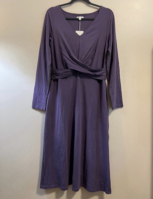 Pact Womens Long Sleeve Organic Cotton Revive Wrap Front Dress Size XL