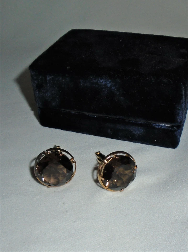 Sterling Silver Quartz Cufflinks and Tie Pin Vintage Men's Accessories  - Image 3 of 4