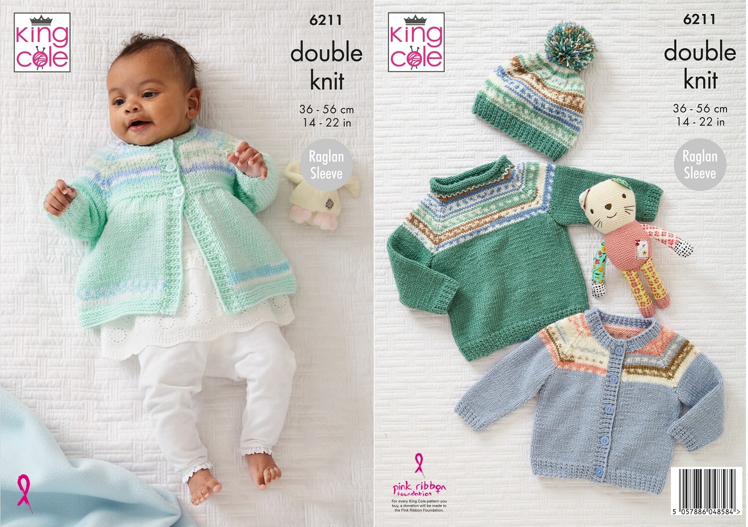 Knitting Pattern Babies Double Knit Cardigan Sweater Coat & Hat King Cole 6211