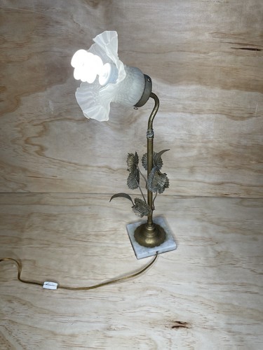 Antique French Bronze lamp Floral for Art Glass shades wired - Picture 9 of 21