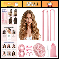 Heatless Curls Overnight Set, Soft Hair Rollers with Bonnet, Scrunchies  Clips