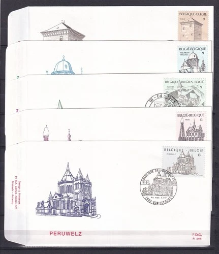[LG79372] Belgium N°2288/2292FDC Architecture First Day Cover COB € 10,00 MIX