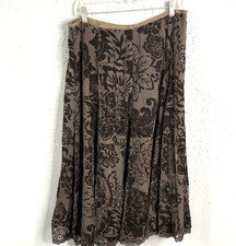 Fairy Grunge Maxi Skirt Womens 10 Chocolate Brown Velvet Burnout Festival