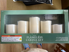 Ivory Flameless LED Candle Set, 5pk Large Cylinder, Remote Timer Flickering