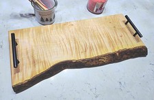 Handcrafted live edge curly maple board   charcuterie, cheese  serving tray