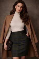 Vtg Ralph Lauren Tartan Old Money Plaid Wool Equestrian Wrap Knee Skirt Size 4