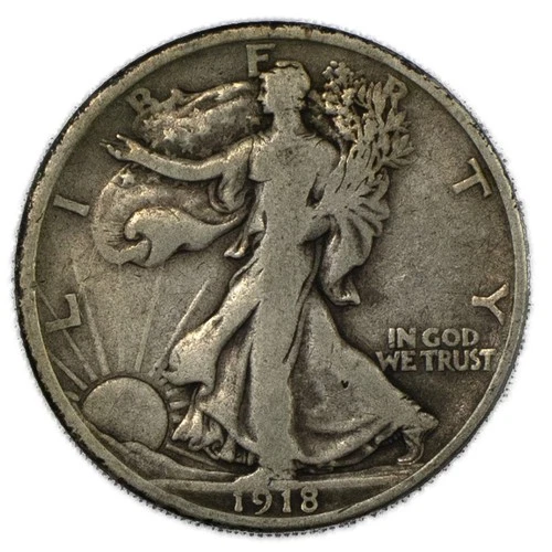 1918-D F Walking Liberty Half Dollar 50C Silver Fine