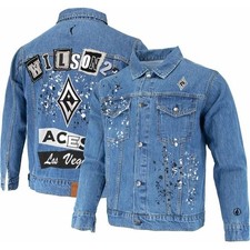 FISLL A'ja Wilson Las Vegas Aces WNBA Graffiti Denim Jacket Women's Size Medium