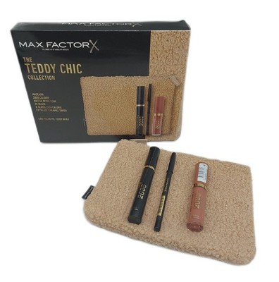 Max Factor Clutch Damen Geschenkbox Teddy Chic weicher Stoff modisch elegant wei