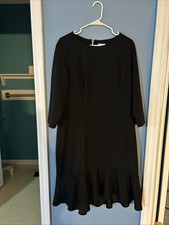 Women’s Avenue 18/20 Black Dress Peplum Style Midi/Tea Length NO BELT