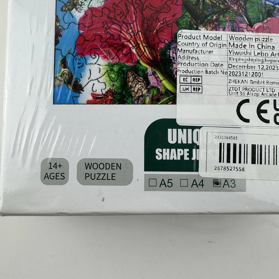 Rompecabezas de madera con flor de mariposa colibrí forma única nuevo Foto 4 de 4