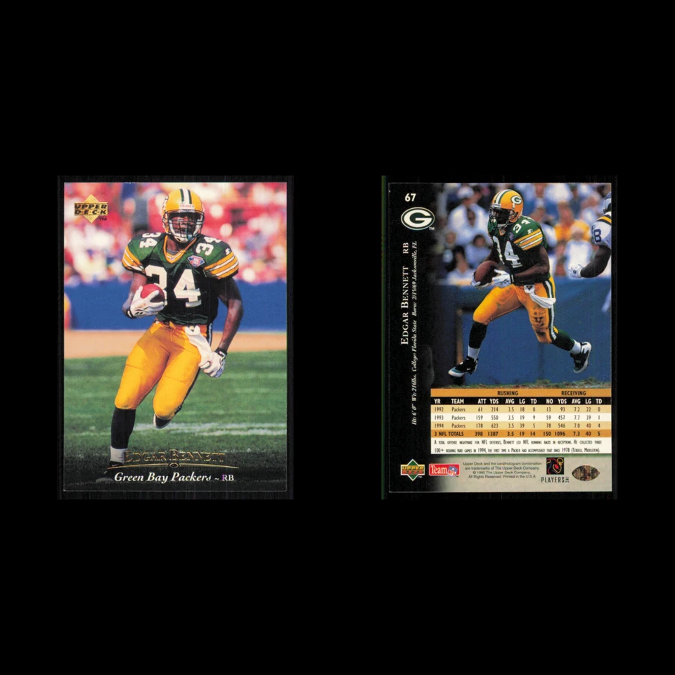 Edgar Bennett #67 1995 Upper Deck Green Bay Packers Football Card NFL NM - Image 3 of 3