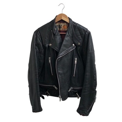 VINTAGE WOLF LEATHER BIKER JACKET 40 - Motorcycle Moto Cafe Racer Rider Lined