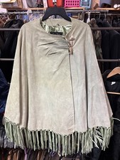 Terry Lewis Poncho Classic Luxuries Genuine Leather Cape Leather Poncho w/Fringe