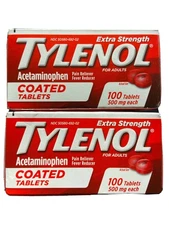 (2)Tylenol Extra Strength Pain Reliever 200 Coated Tablets 500mg 9/2026