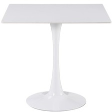 Square Dining Table White Ceramic Tabletop Solid Metal Base Furniture