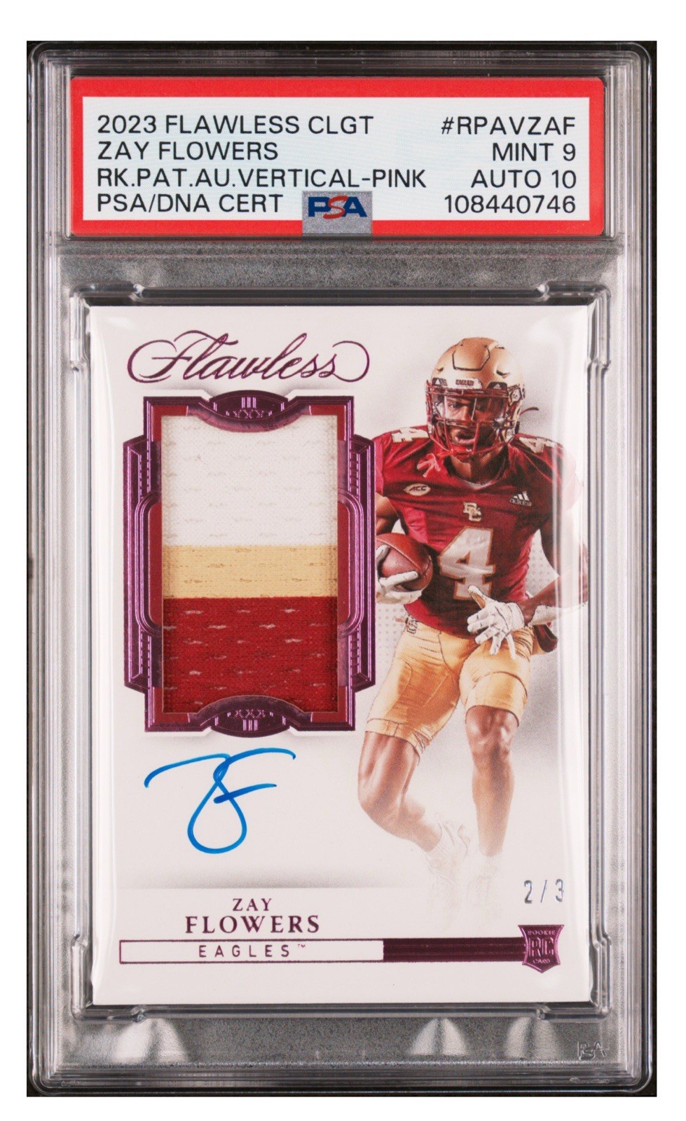 Zay Flowers Panini Flawless Collegiate Flawless Rookie Patch Autograph Vertical #RPAVZAF Gold