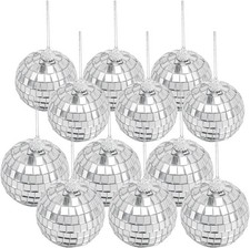 28 Pcs Hanging Mirror Disco Ball Glass Disco Ball Silver Mini Disco Ball Refl...