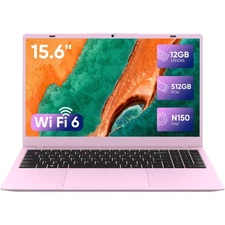 Pink Laptop, N150 Processor, Up to 3.6 GHz, 12GB RAM 512B SSD, 15.6 Inch FHD ...