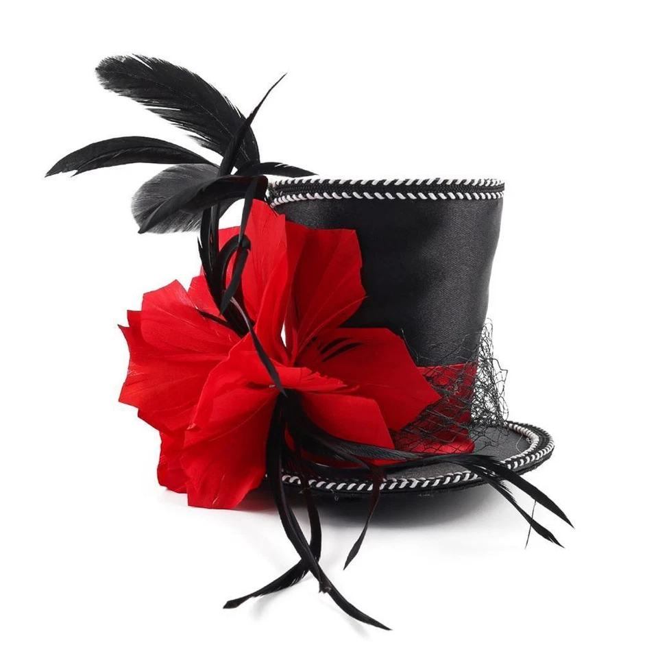 Victorian Feather Fascinator Top Hat Wedding Party Cocktail Hair Accessory - Image 4 of 4