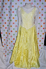 Women s S Long Yellow PRINCESS REENACTMENT DRESS HALLOWEEN COSTUME Lace Wedding