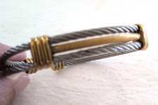 Stainless Steel Twisted Cable Cuff Bangle Bracelet Silver Gold Tone Unisex