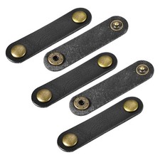 Leather Cable Tie Leather Cord Organizer 63x16mmBlack, Pack of 5