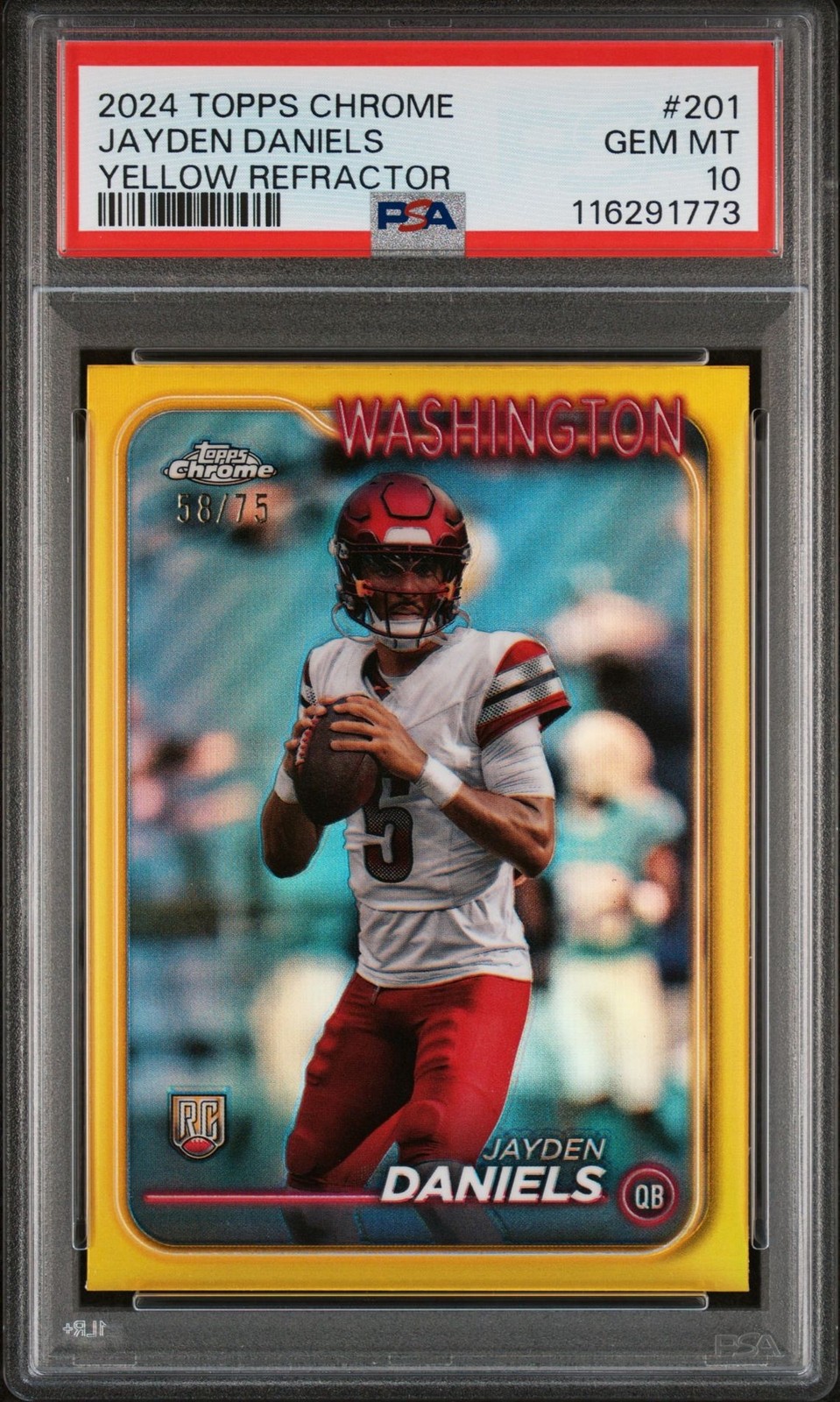 2024 Topps Chrome Yellow Refractor Jayden Daniels ROOKIE/75 #201 PSA 10