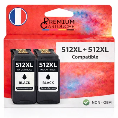 Pack de 2 Cartouches compatible pour Canon PG512 Noir Premium Cartouche - Photo 1/4