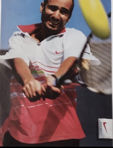 Andre Agassi 90s Vintage Nike Tennis Shirt 1/4 Zip White Red Striped Sz XL USA
