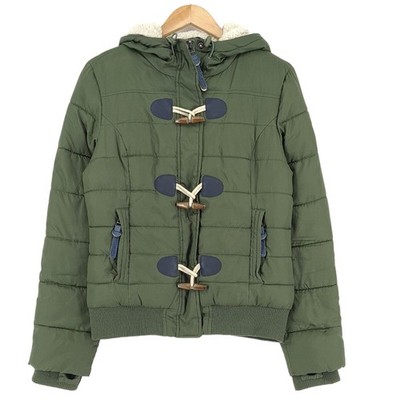 SuperDry Sport Duffle Jacket Sherpa Lined  Green Womens En5 Size M