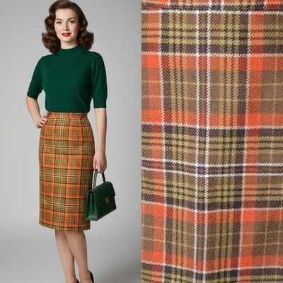 Vintage Burton Karo Karo Reine Wolle Tweed Knie Rock Preppy Country 10 38