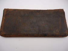 Antique 19th Century Mens Large Leather Billfold Accordion Style 9 X 4
