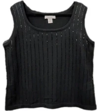 Elana by Tanner Women 2X Sleeveless Sweater Vest Wool/Rayon Beaded Decorating 