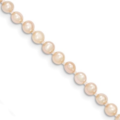 Armband 14 Karat Gelbgold 3-4 mm rosa fast rund Süßwasserzuchtperlen
