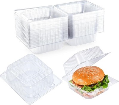 50 Count Clear Plastic Containers with Lids for Food, Thickened Disposable Sandw