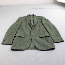 Vintage Harris Tweed Blazer Mens 42 Green Stripe Wool Sport Coat Heritage READ