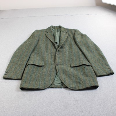 Vintage Harris Tweed Blazer Mens 42 Green Stripe Wool Sport Coat Heritage READ