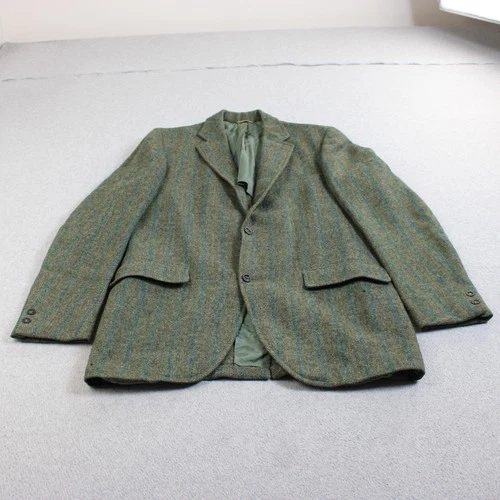 Vintage Harris Tweed Blazer Mens 42 Green Stripe Wool Sport Coat Heritage READ video thumbnail
