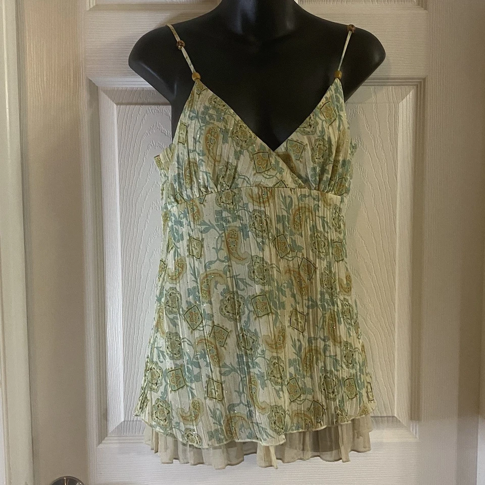 Jordache Y2K Babydoll Med. 7/9  Halter Neck Tank Top Women's  Sheer Lined Crepe - Image 2 of 4